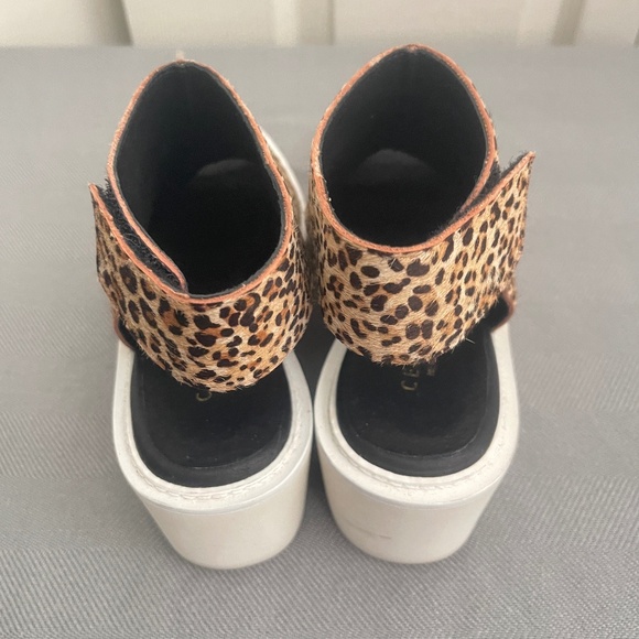 Cecelia New York Gianna Leopard Wedge Peep Toe Adjustable Ankle Strap Sandals - Picture 2 of 12